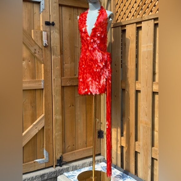 🆕 MISHA COLLECTION 🧿 NWOT Red Sapphire Sequins Mini Dress, Sz M - US 6 - Picture 12 of 16